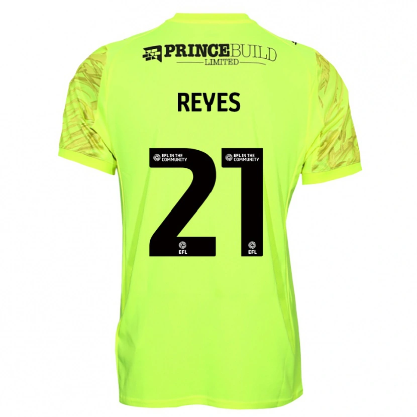 Danxen Niño Camiseta Vicente Reyes #21 Negro Verde Fluorescente Portero Equipación 2025/26 La Camisa