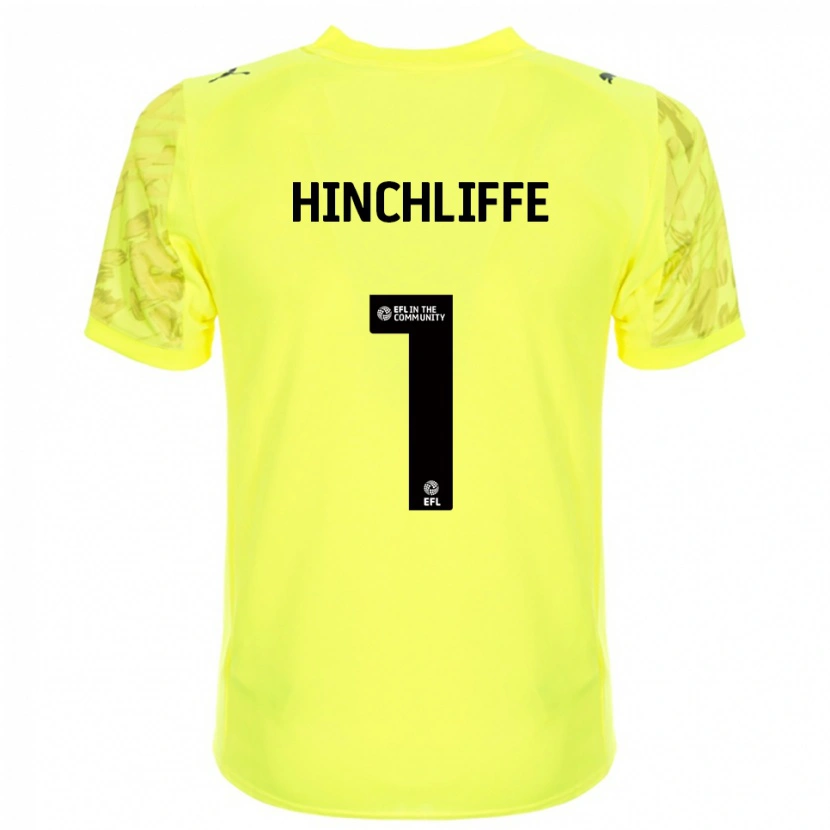 Danxen Niño Camiseta Ben Hinchliffe #1 Negro Amarillo Portero Equipación 2025/26 La Camisa