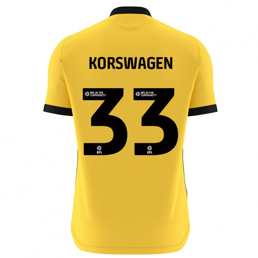 Danxen Niño Camiseta Mattijis Korswagen #33 Negro Amarillo Portero Equipación 2025/26 La Camisa