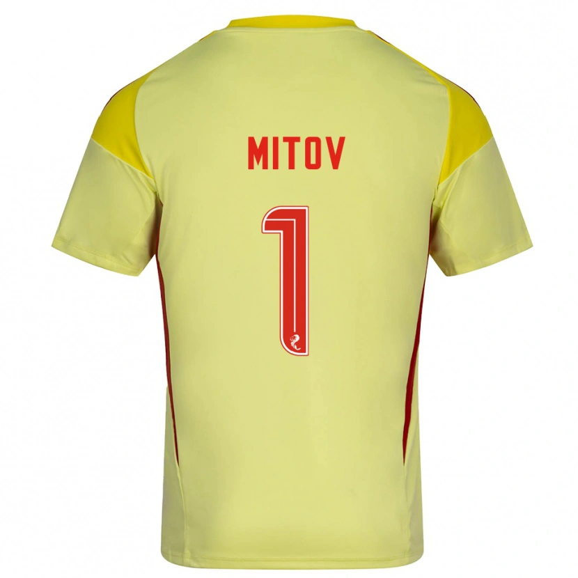 Danxen Niño Camiseta Dimitar Mitov #1 Rojo Amarillo Portero Equipación 2025/26 La Camisa