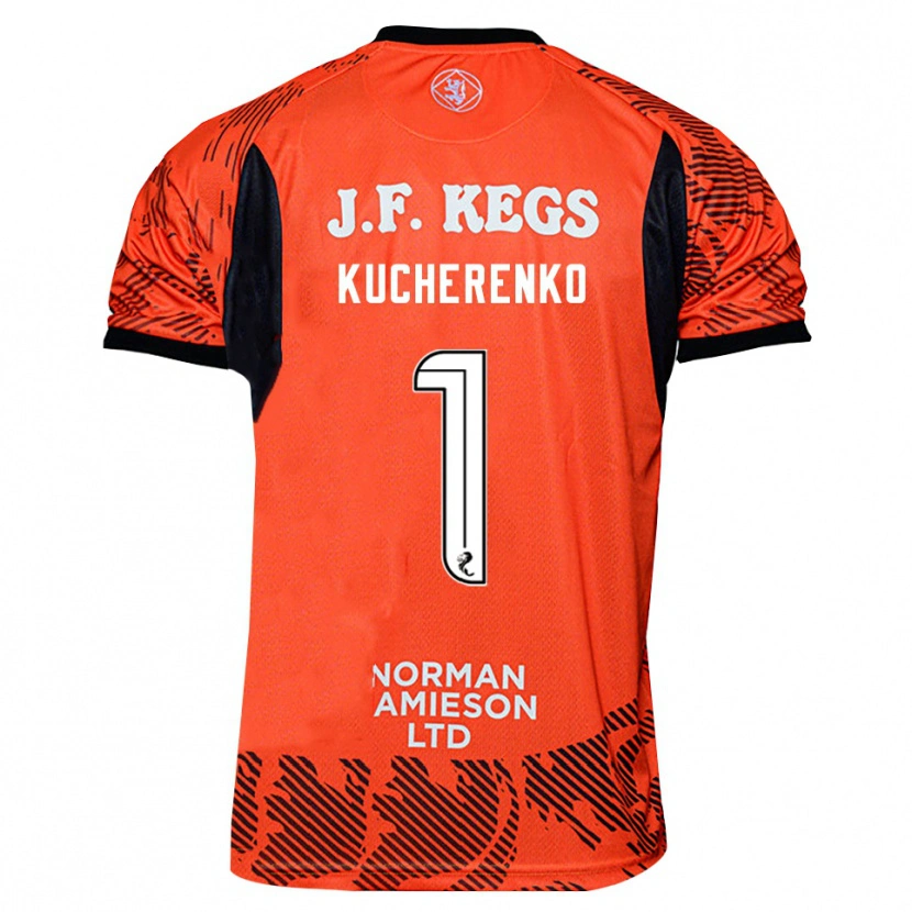 Danxen Niño Camiseta Yevgeniy Kucherenko #1 Negro Naranja Portero Equipación 2025/26 La Camisa