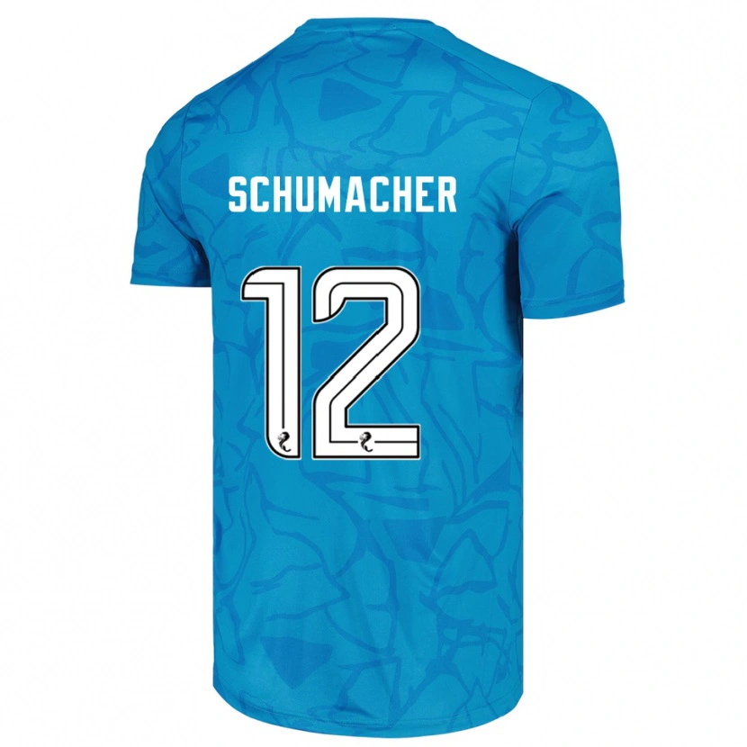 Danxen Niño Camiseta Noa Schumacher #12 Blanco Azul Portero Equipación 2025/26 La Camisa