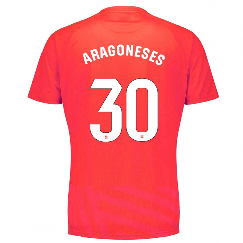 Danxen Niño Camiseta Sergio Aragoneses #30 Rojo Blanco Portero Equipación 2025/26 La Camisa