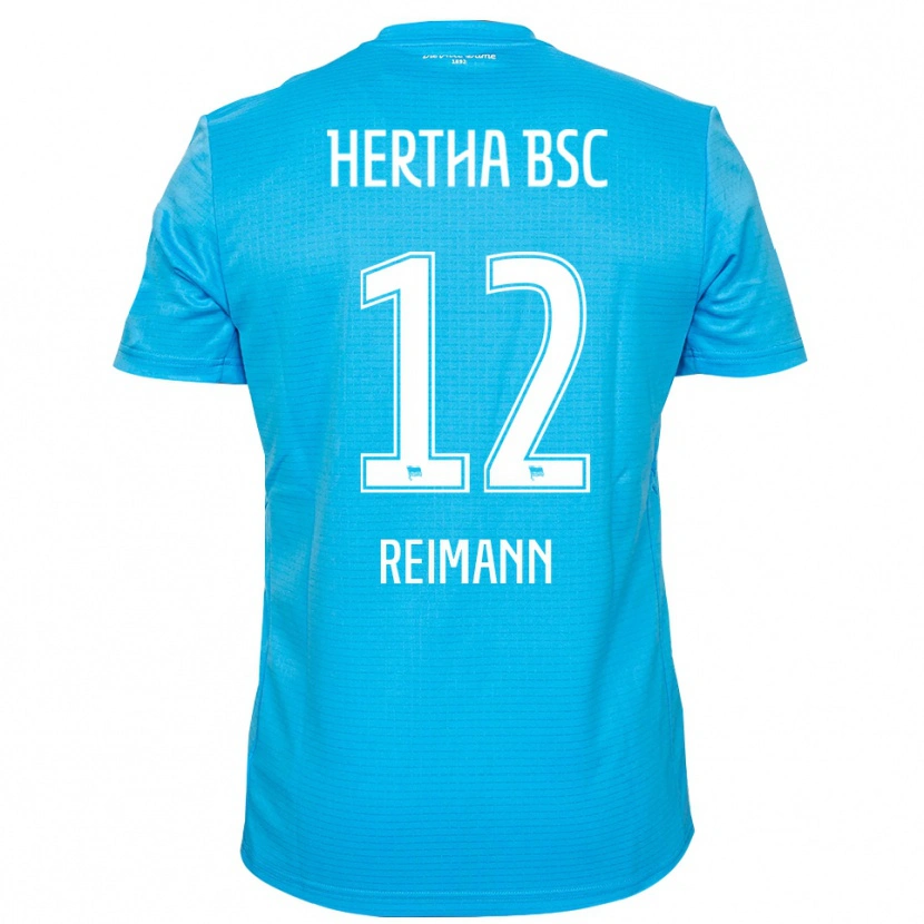 Danxen Niño Camiseta Emma Reimann #12 Azul Claro Blanco Portero Equipación 2025/26 La Camisa