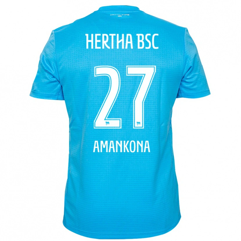 Danxen Niño Camiseta Nash-Daniel Amankona #27 Azul Claro Blanco Portero Equipación 2025/26 La Camisa