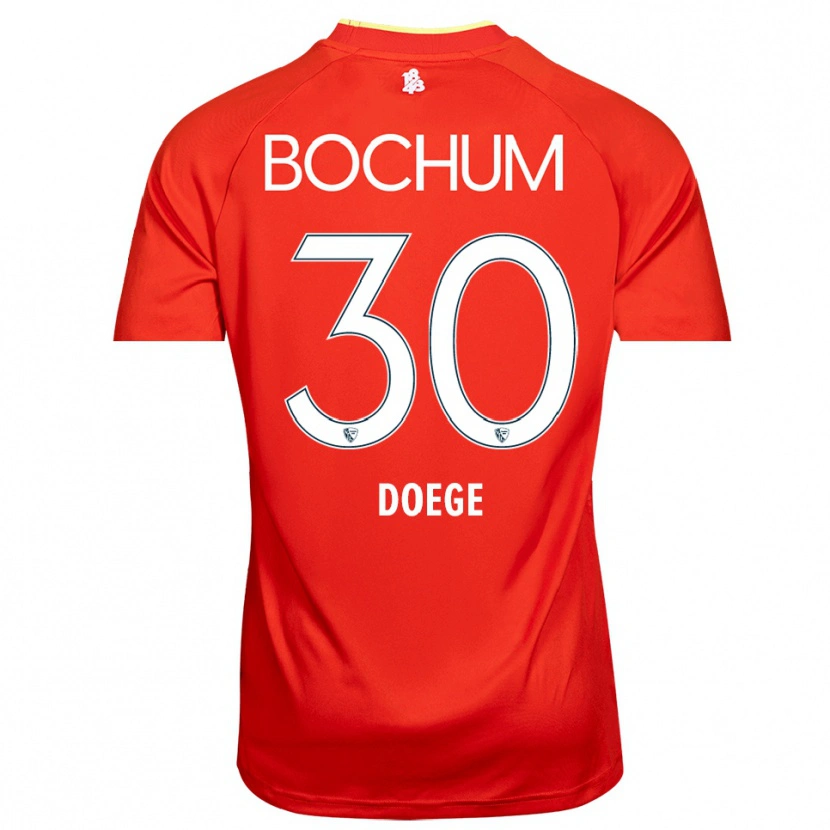 Danxen Niño Camiseta Leonie Doege #30 Blanco Rojo Portero Equipación 2025/26 La Camisa