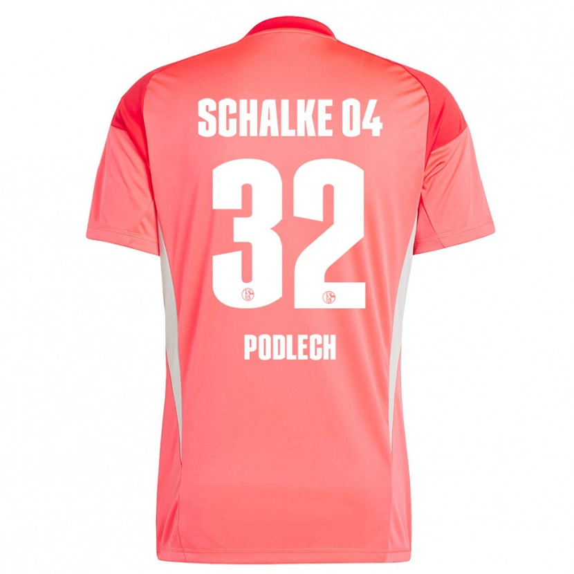 Danxen Niño Camiseta Luca Podlech #32 Rojo Coral Portero Equipación 2025/26 La Camisa