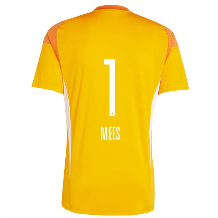 Danxen Niño Camiseta Alexander Mees #1 Naranja Amarillo Portero Equipación 2025/26 La Camisa