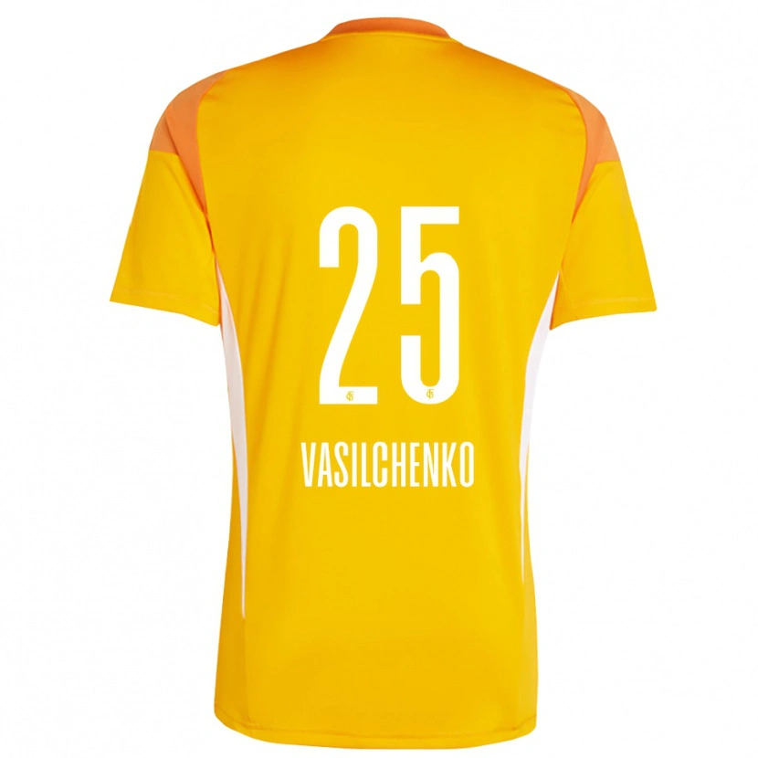 Danxen Niño Camiseta Leonard Vasilchenko #25 Naranja Amarillo Portero Equipación 2025/26 La Camisa