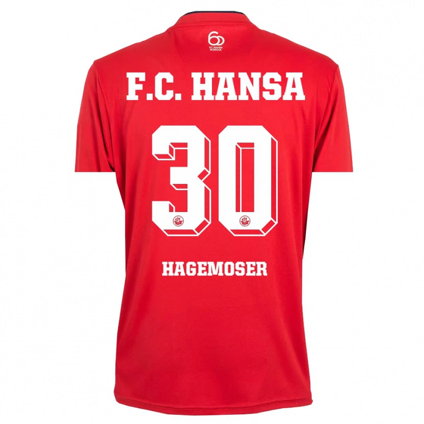 Danxen Niño Camiseta Max Hagemoser #30 Rojo Blanco Portero Equipación 2025/26 La Camisa