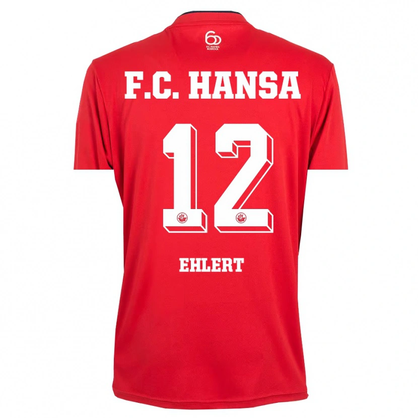 Danxen Niño Camiseta Jonas Ehlert #12 Rojo Blanco Portero Equipación 2025/26 La Camisa