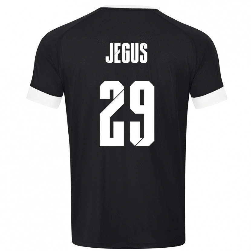 Danxen Niño Camiseta Leonard Jegus #29 Blanco Negro Portero Equipación 2025/26 La Camisa