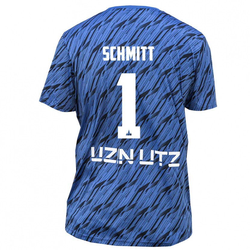 Danxen Niño Camiseta Max Schmitt #1 Blanco Azul Real Portero Equipación 2025/26 La Camisa