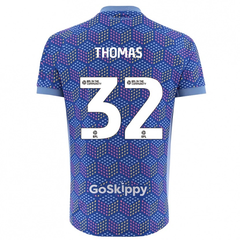 Danxen Niño Camiseta Lewis Thomas #32 Azul Negro Portero Equipación 2025/26 La Camisa