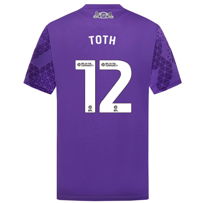 Danxen Niño Camiseta Balázs Tóth #12 Morado Blanco Portero Equipación 2025/26 La Camisa