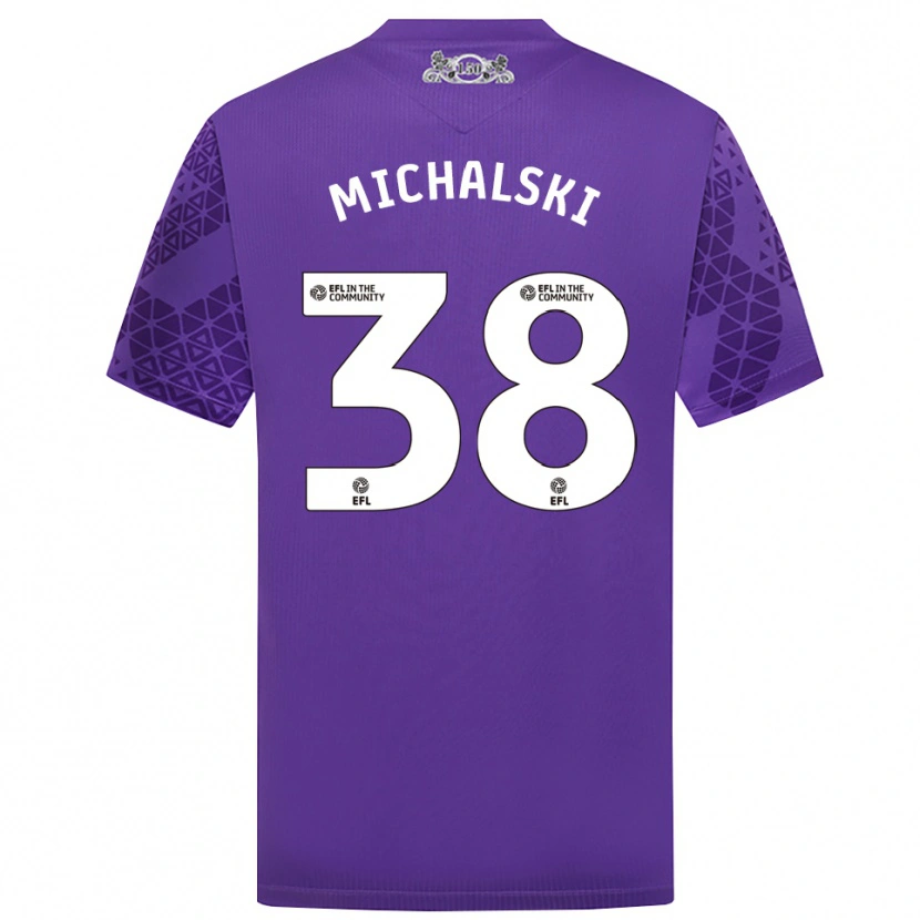 Danxen Niño Camiseta Nicholas Michalski #38 Morado Blanco Portero Equipación 2025/26 La Camisa