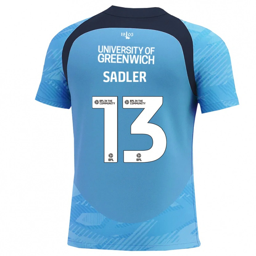 Danxen Niño Camiseta Jude Sadler #13 Azul Blanco Portero Equipación 2025/26 La Camisa