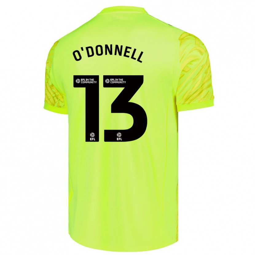 Danxen Niño Camiseta Richard O'Donnell #13 Verde Fluorescente Portero Equipación 2025/26 La Camisa