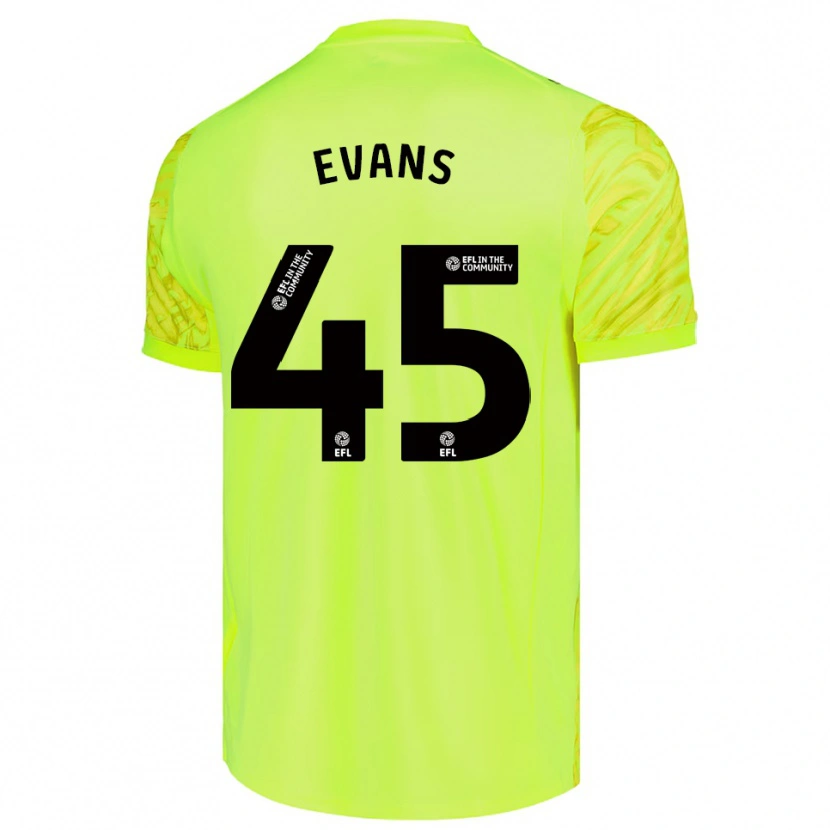 Danxen Niño Camiseta Harry Evans #45 Verde Fluorescente Portero Equipación 2025/26 La Camisa
