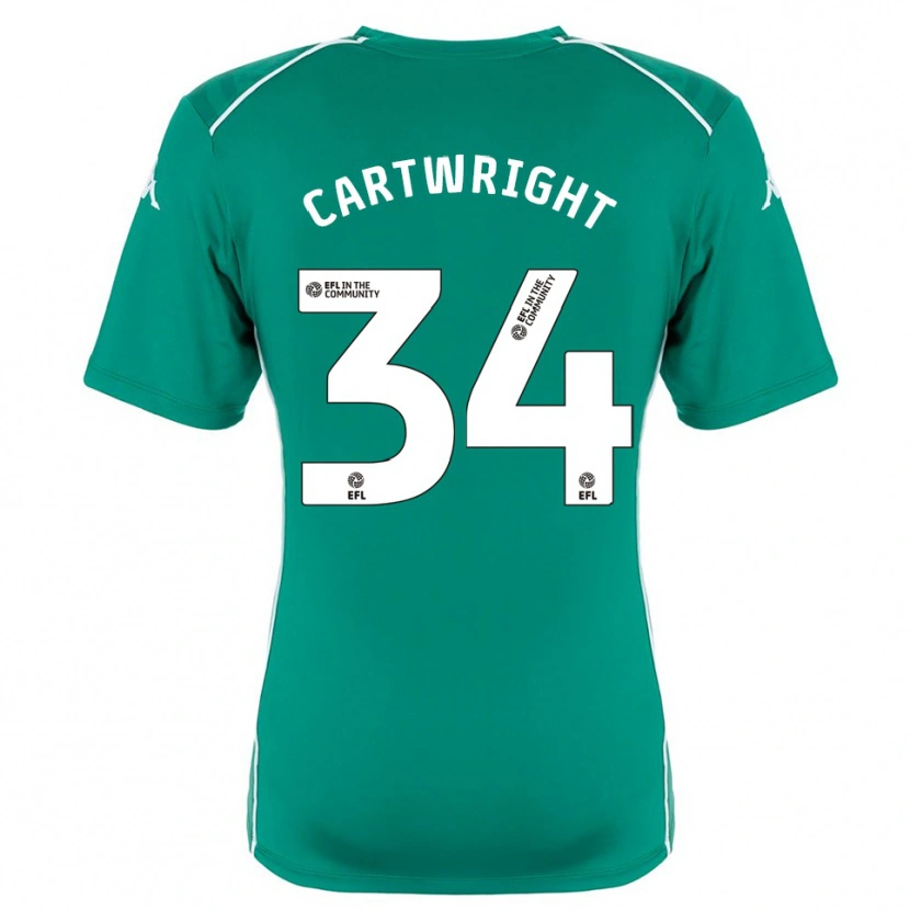 Danxen Niño Camiseta Harvey Cartwright #34 Verde Blanco Portero Equipación 2025/26 La Camisa
