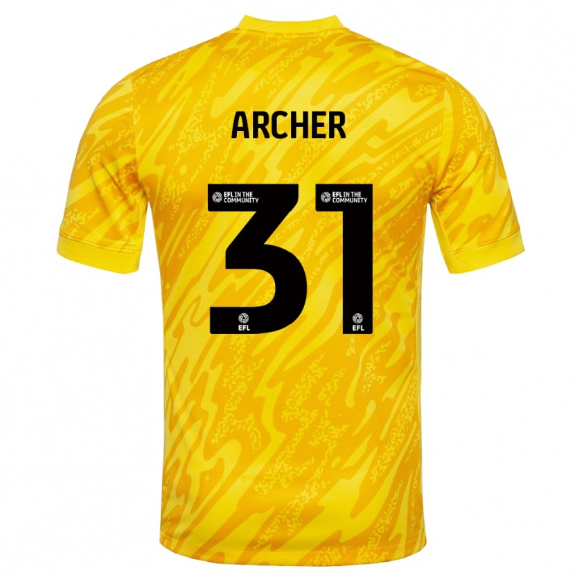 Danxen Niño Camiseta Jordan Archer #31 Negro Amarillo Portero Equipación 2025/26 La Camisa