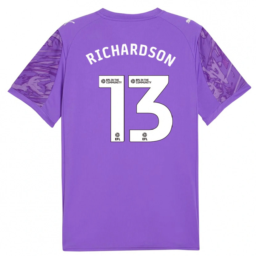 Danxen Niño Camiseta Cale Richardson #13 Morado Blanco Portero Equipación 2025/26 La Camisa