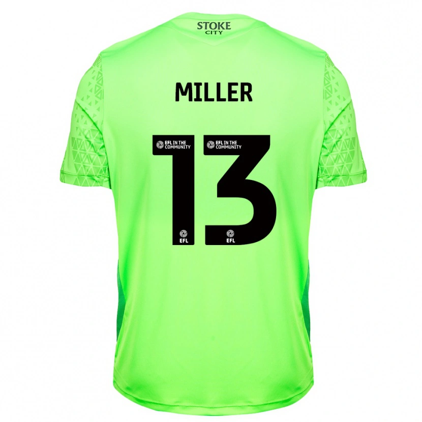 Danxen Niño Camiseta Tom Miller #13 Verde Negro Portero Equipación 2025/26 La Camisa