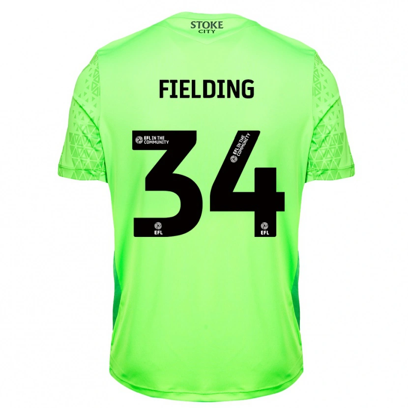 Danxen Niño Camiseta Frank Fielding #34 Verde Negro Portero Equipación 2025/26 La Camisa