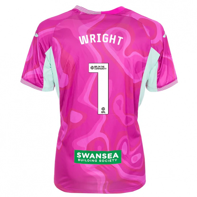 Danxen Niño Camiseta Tom Wright #1 Blanco Magenta Portero Equipación 2025/26 La Camisa