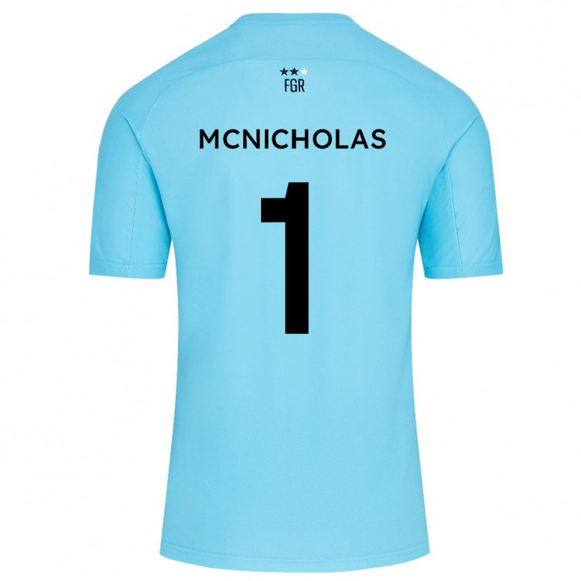 Danxen Niño Camiseta Luke McNicholas #1 Blanco Azul Cielo Portero Equipación 2025/26 La Camisa