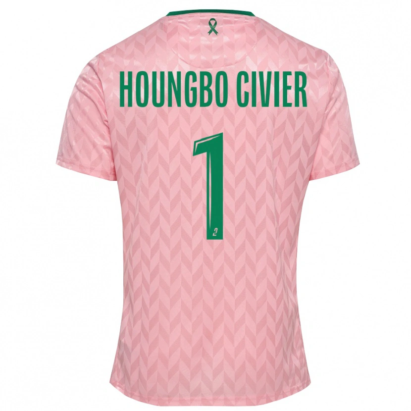 Danxen Niño Camiseta Matéo Houngbo Civier #1 Verde Rosa Portero Equipación 2025/26 La Camisa