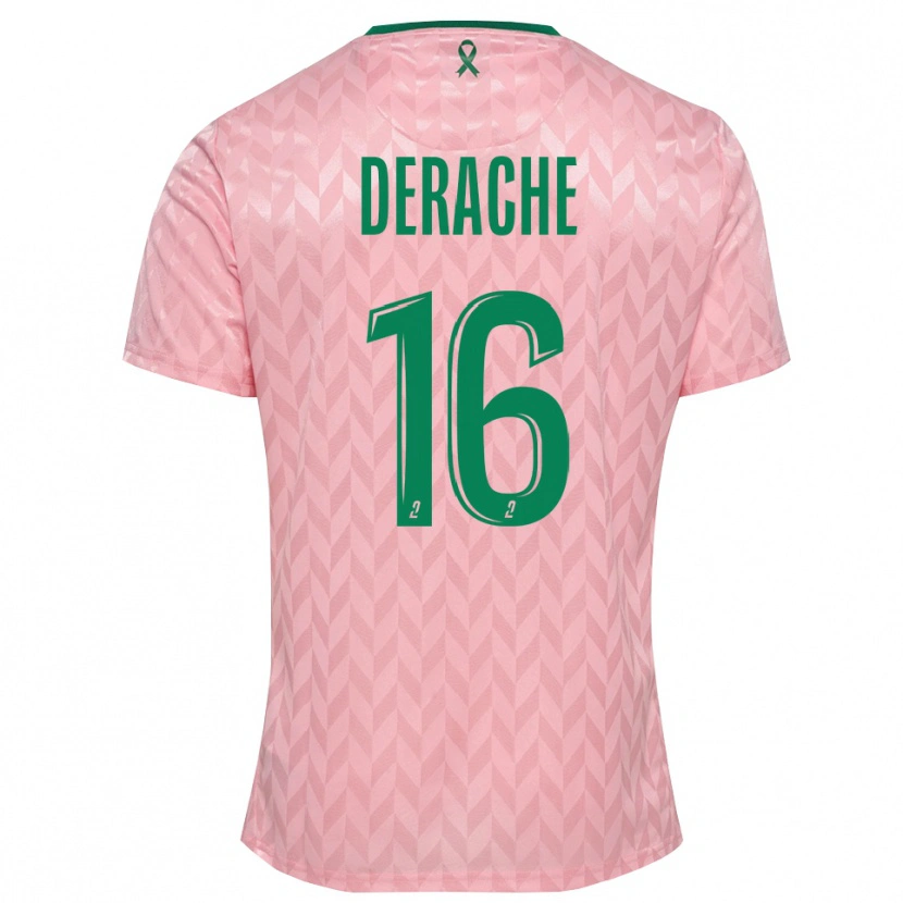 Danxen Niño Camiseta Joseph Derache #16 Verde Rosa Portero Equipación 2025/26 La Camisa