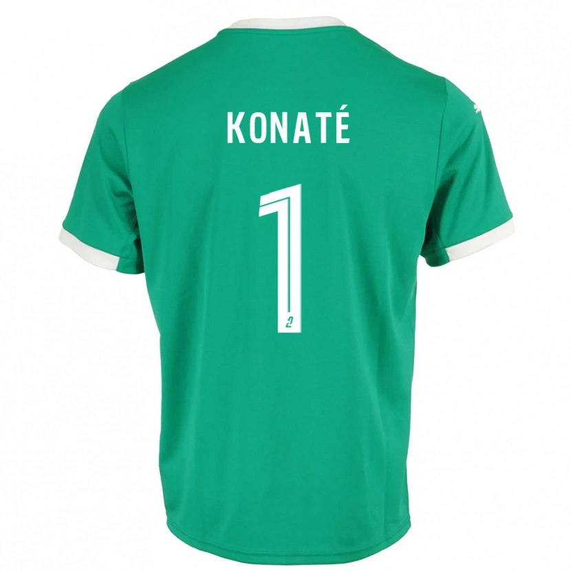 Danxen Niño Camiseta Hillel Konaté #1 Blanco Verde Portero Equipación 2025/26 La Camisa