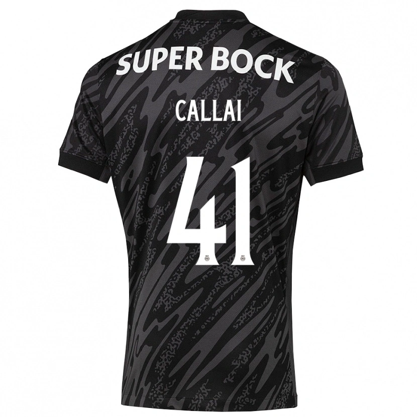 Danxen Niño Camiseta Diego Callai #41 Gris Negro Blanco Portero Equipación 2025/26 La Camisa
