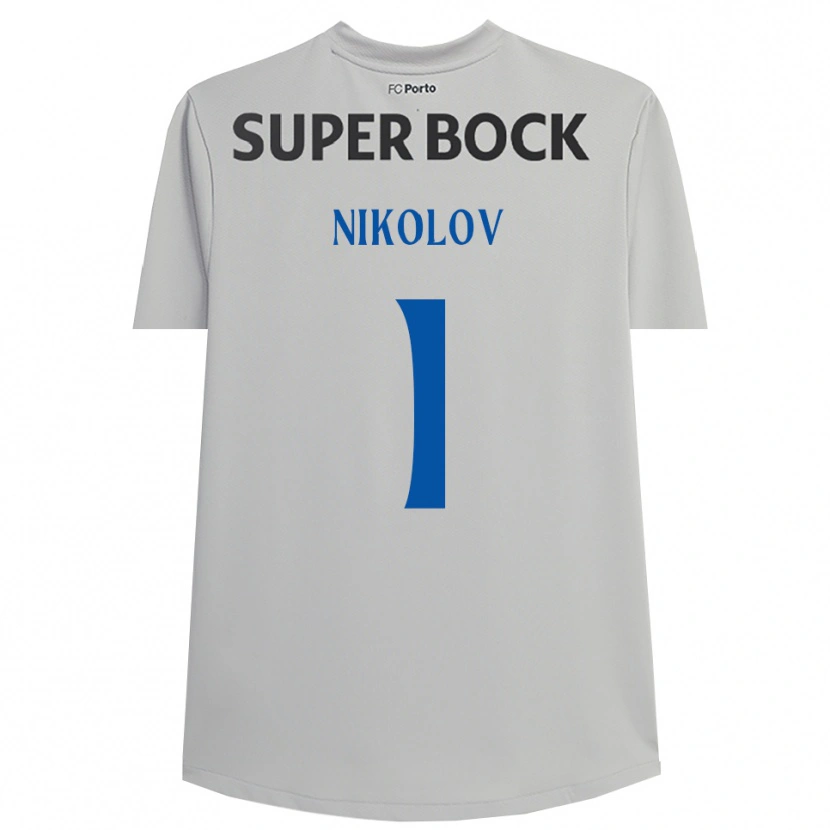 Danxen Niño Camiseta Antoni Nikolov #1 Gris Claro Negro Portero Equipación 2025/26 La Camisa