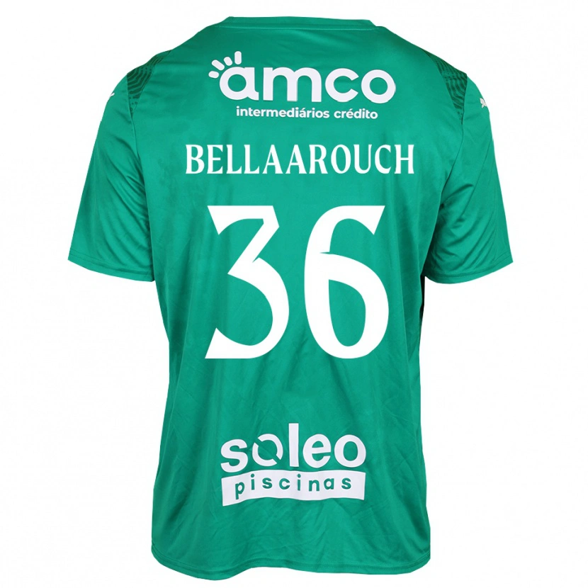 Danxen Niño Camiseta Alaa Bellaarouch #36 Verde Blanco Portero Equipación 2025/26 La Camisa