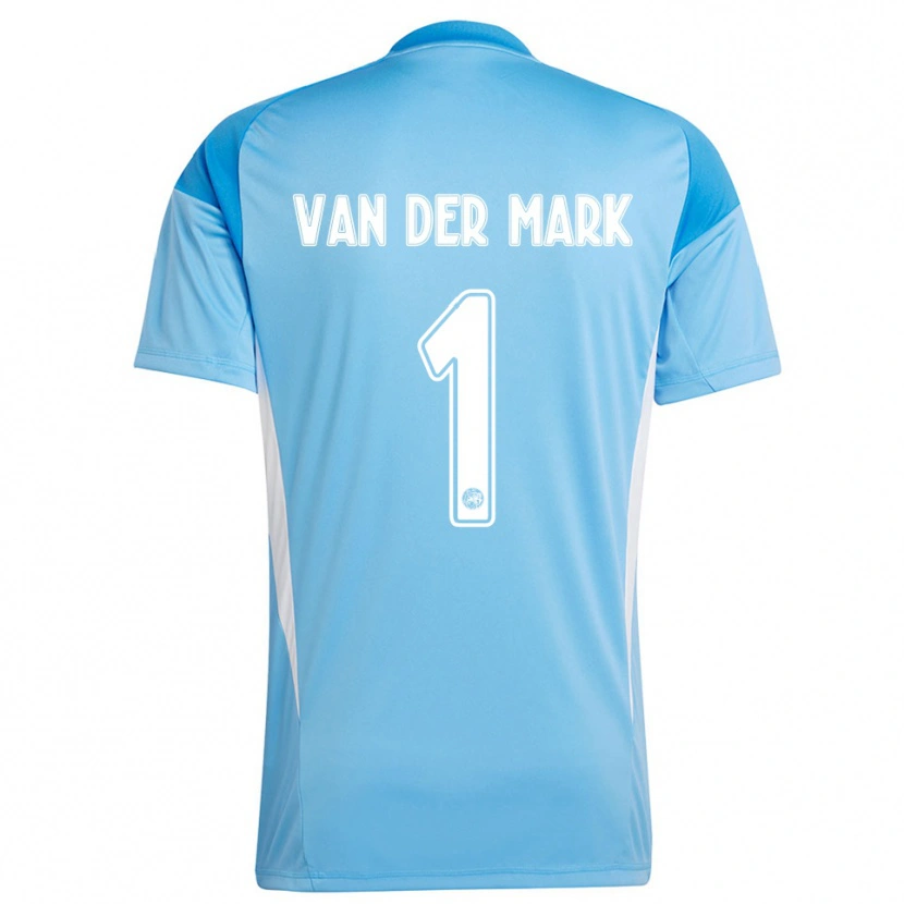 Danxen Niño Camiseta Jesper van der Mark #1 Azul Claro Blanco Portero Equipación 2025/26 La Camisa