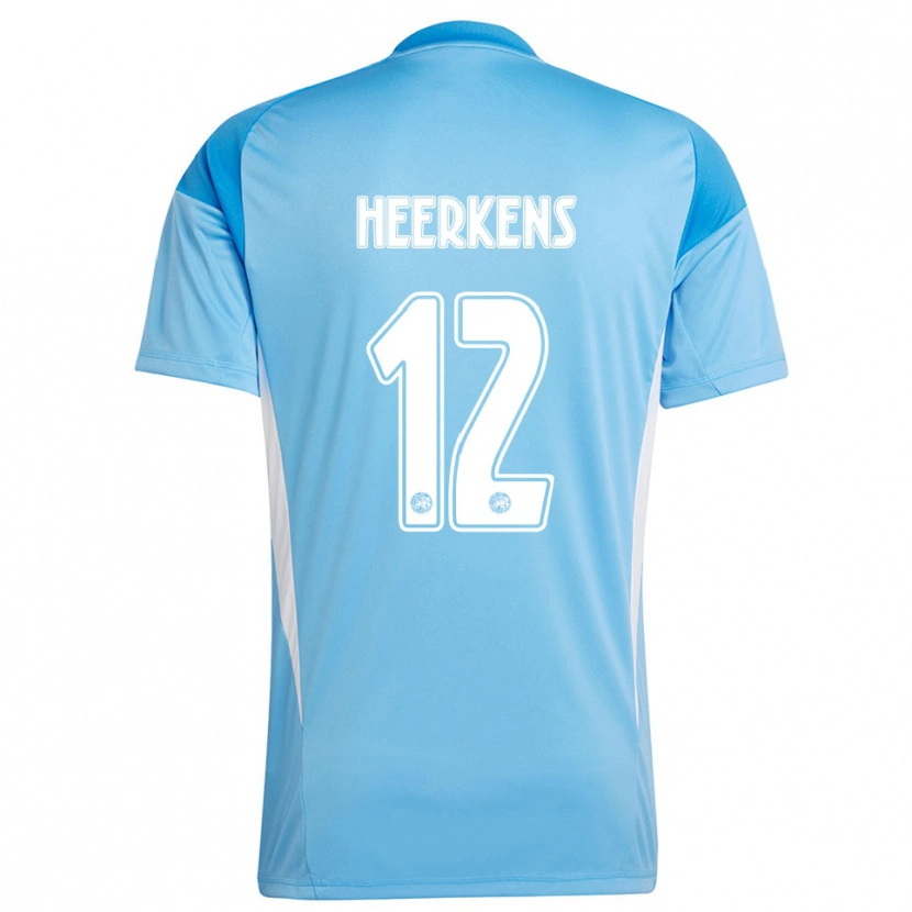 Danxen Niño Camiseta Joeri Heerkens #12 Azul Claro Blanco Portero Equipación 2025/26 La Camisa