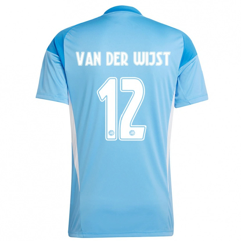 Danxen Niño Camiseta Giovanni van der Wijst #12 Azul Claro Blanco Portero Equipación 2025/26 La Camisa