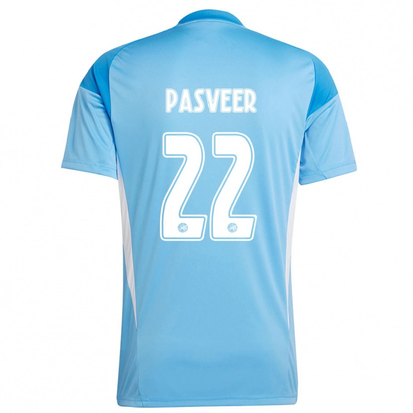 Danxen Niño Camiseta Remko Pasveer #22 Azul Claro Blanco Portero Equipación 2025/26 La Camisa