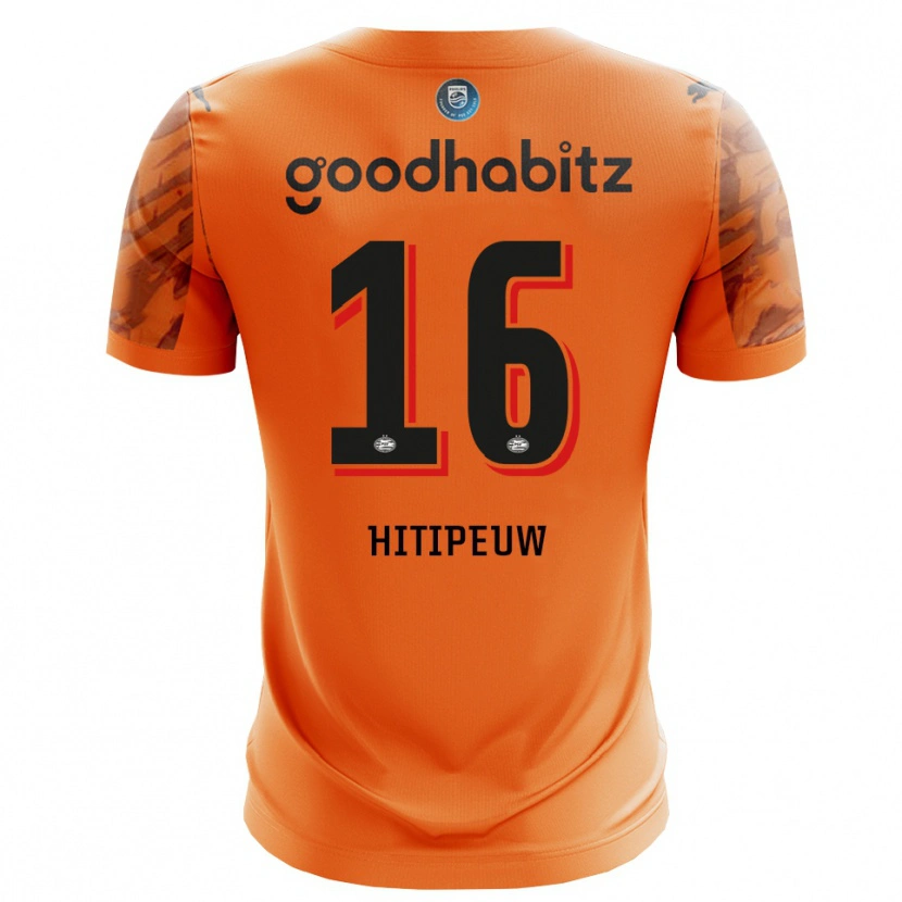 Danxen Niño Camiseta Thaliro Hitipeuw #16 Naranja Negro Portero Equipación 2025/26 La Camisa