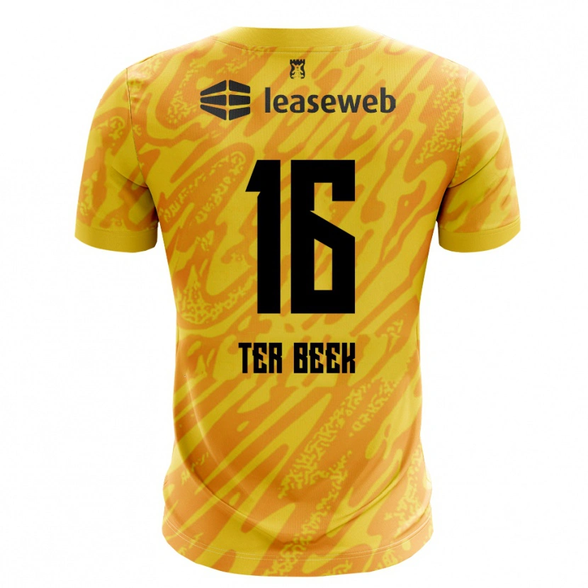 Danxen Niño Camiseta Kai ter Beek #16 Naranja Amarillo Negro Portero Equipación 2025/26 La Camisa