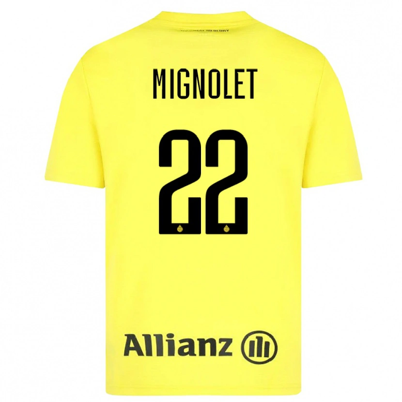 Danxen Niño Camiseta Simon Mignolet #22 Amarillo Negro Portero Equipación 2025/26 La Camisa