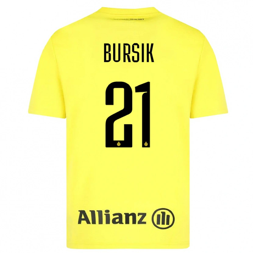 Danxen Niño Camiseta Josef Bursik #21 Amarillo Negro Portero Equipación 2025/26 La Camisa