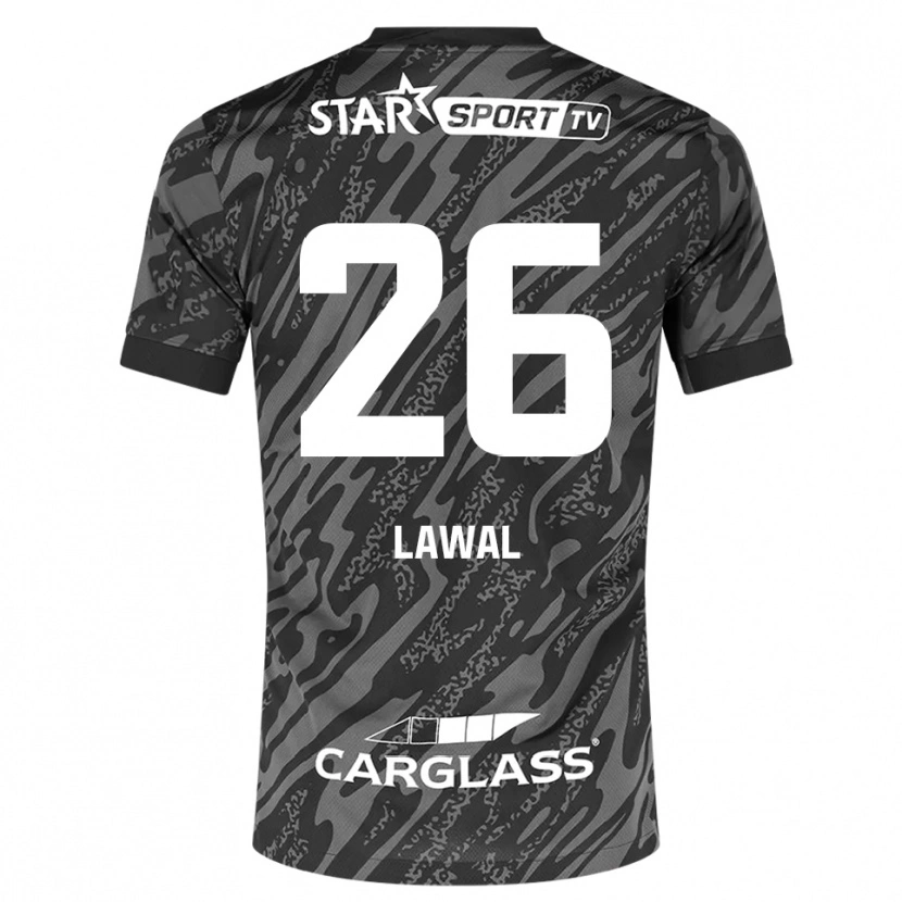 Danxen Niño Camiseta Tobias Lawal #26 Gris Oscuro Negro Portero Equipación 2025/26 La Camisa