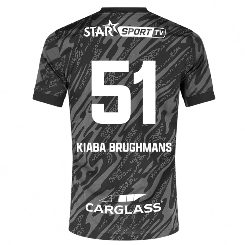 Danxen Niño Camiseta Lucca Brughmans #51 Gris Oscuro Negro Portero Equipación 2025/26 La Camisa