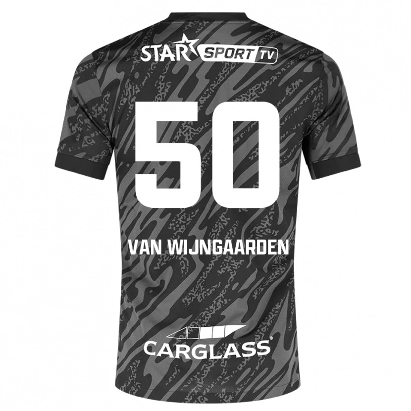 Danxen Niño Camiseta Maren Van Wijngaarden #50 Gris Oscuro Negro Portero Equipación 2025/26 La Camisa