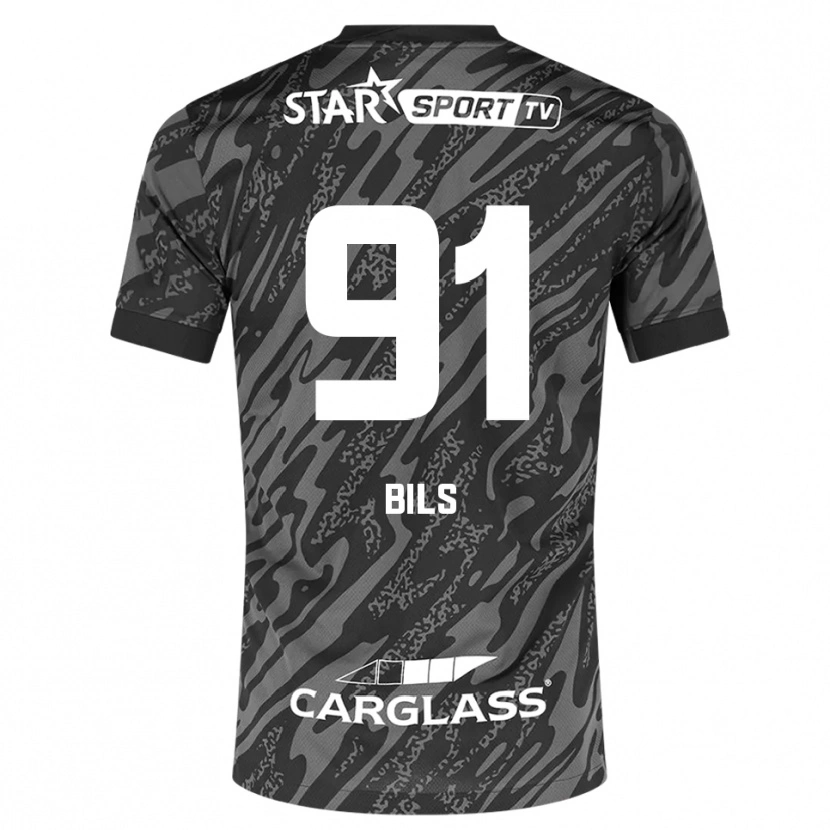 Danxen Niño Camiseta Elise Bils #91 Gris Oscuro Negro Portero Equipación 2025/26 La Camisa