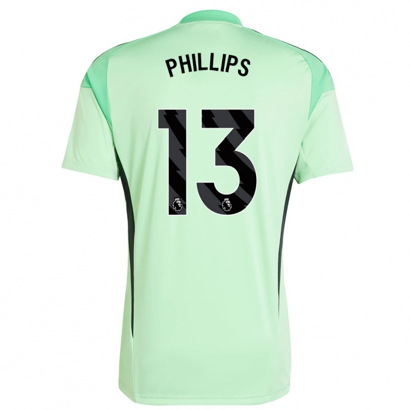 Danxen Niño Camiseta Charlie Phillips #13 Verde Claro Negro Portero Equipación 2025/26 La Camisa