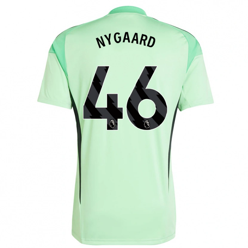 Danxen Niño Camiseta Lucas Nygaard #46 Verde Claro Negro Portero Equipación 2025/26 La Camisa